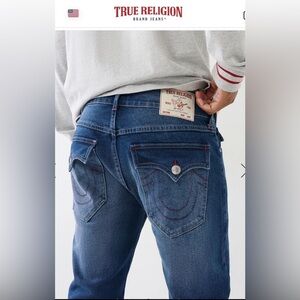 True Religion Men's Medium Tidal Wash Rocco SN Flap Skinny Jeans Size 34 BNWT
